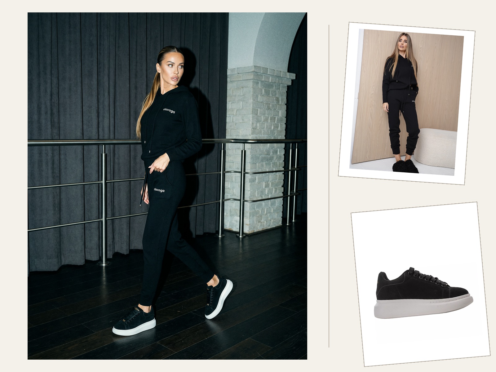 Czerń na próbę generalną: stylizacja z dzianinowym kompletem i czarnymi sneakersami